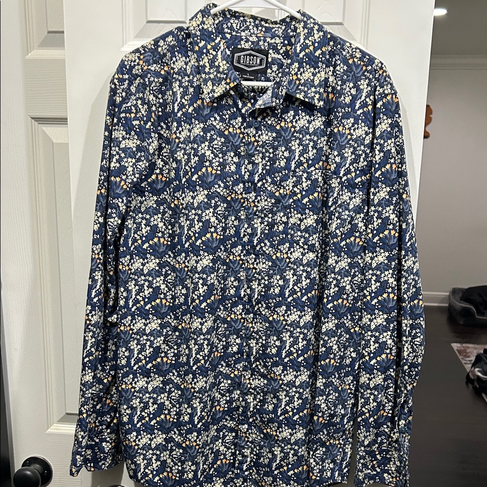 Gibson Men's Blue Floral Shirt Jacket